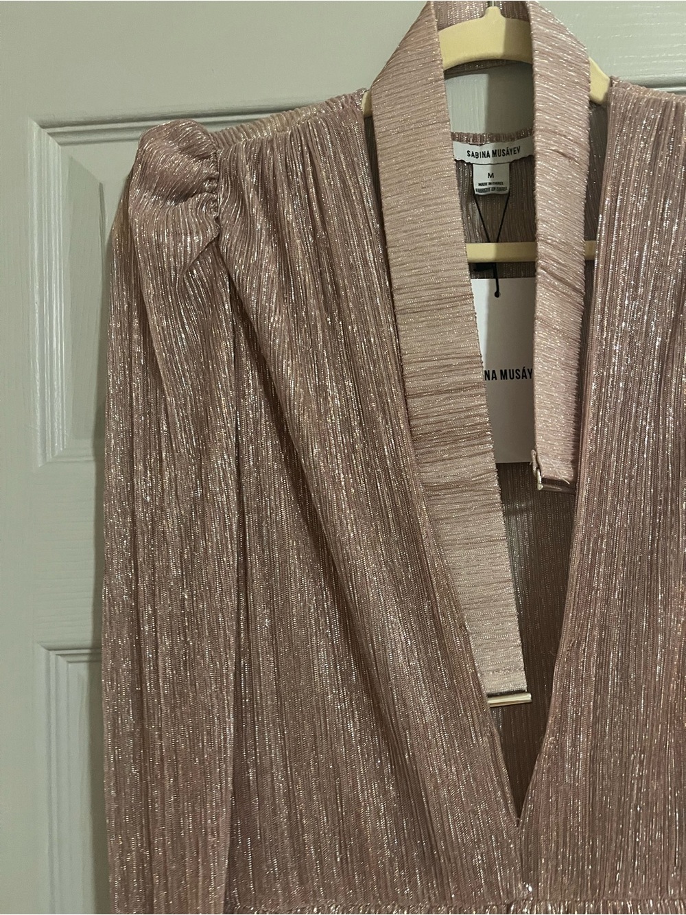 Sabina Musayev Revolve Carry Metallic Pleated Tiered Mini Dress – Size M ✨ - Picture 3 of 5